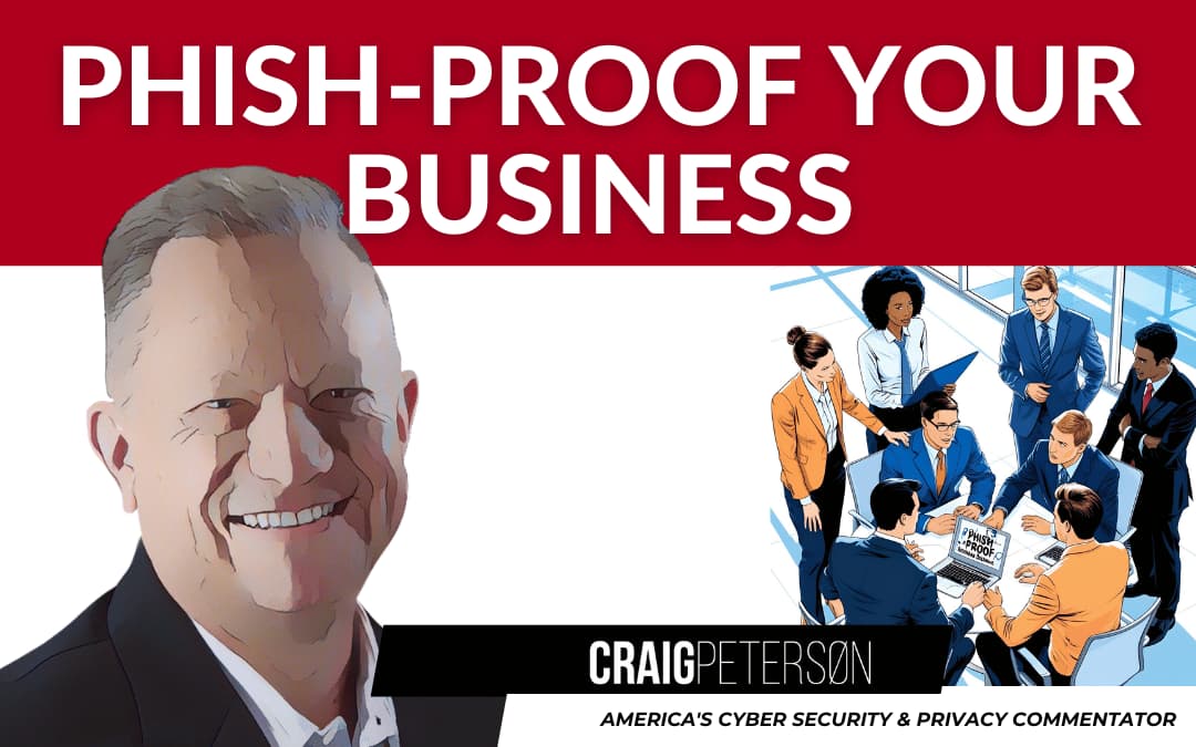 Small business owner confidently working at computer with shield icon, symbolizing affordable protection against phishing attacks